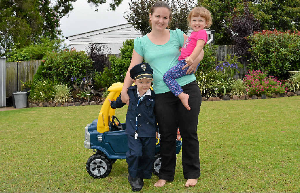 BUSY: Warwick mum Amanda McCosker with Jackson and Hayleigh says there is never a dull moment with children in the home. BUSY: Warwick mum Amanda McCosker with Jackson and Hayleigh says there is never a dull moment with children in the home.